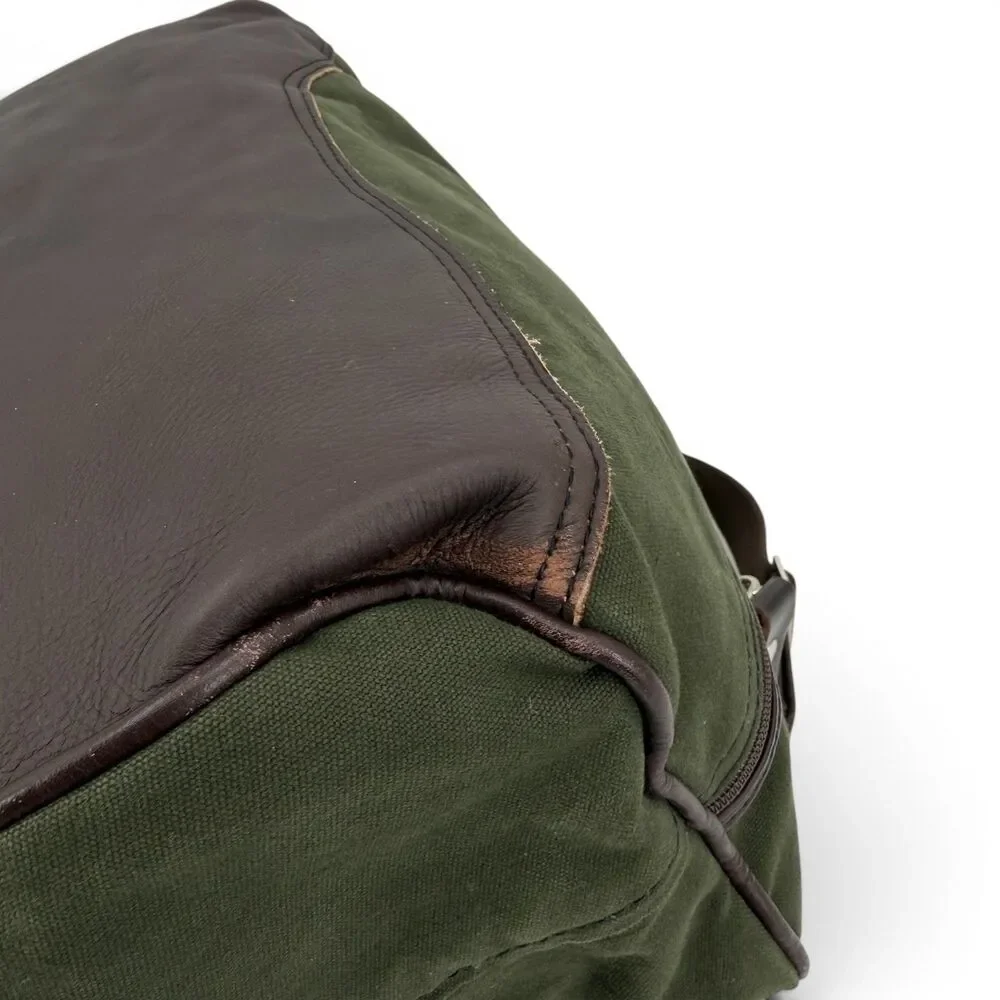 Duluth Pack Canvas Leather Weekender Duffel Bag Olive Drab 33L